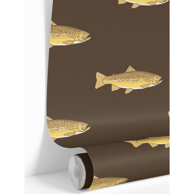 Trout XXL Traditional Wallpaper, Brown
