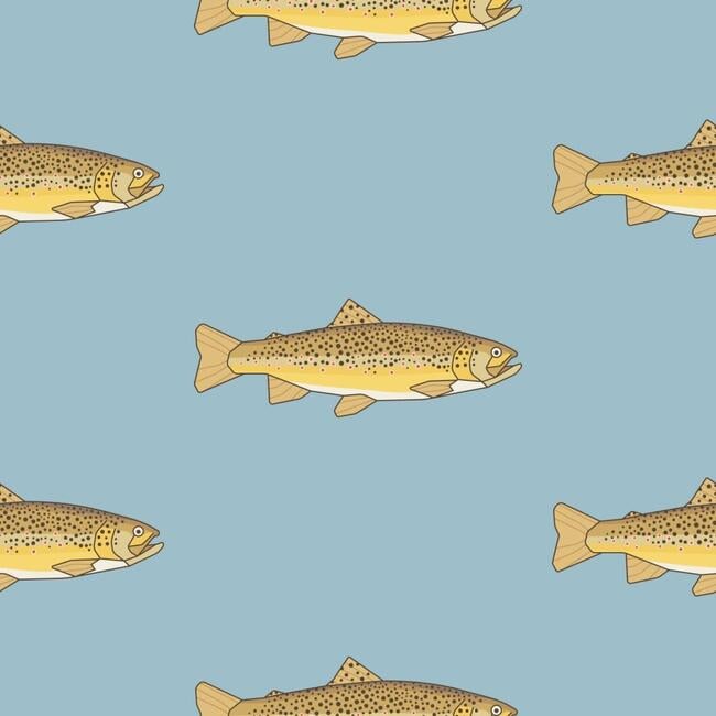 Light Blue Trout Traditional Wallpaper - Wallpaper - 3