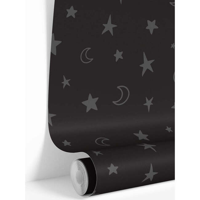 Black & Grey Stars Traditional Wallpaper