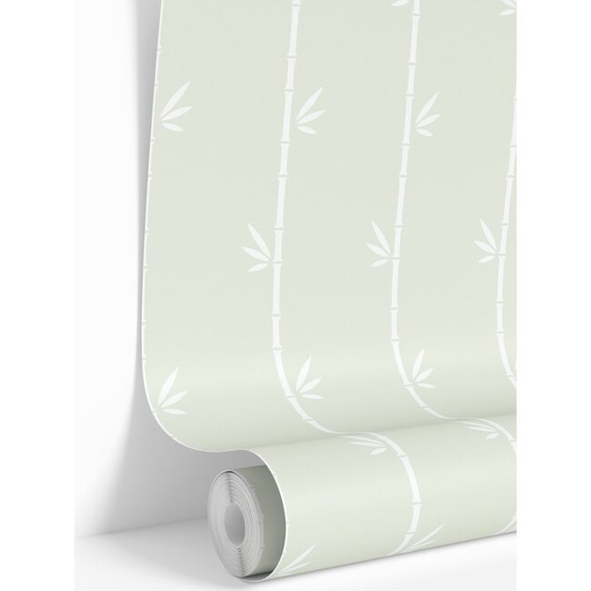Lime Green Bamboo Traditional Wallpaper