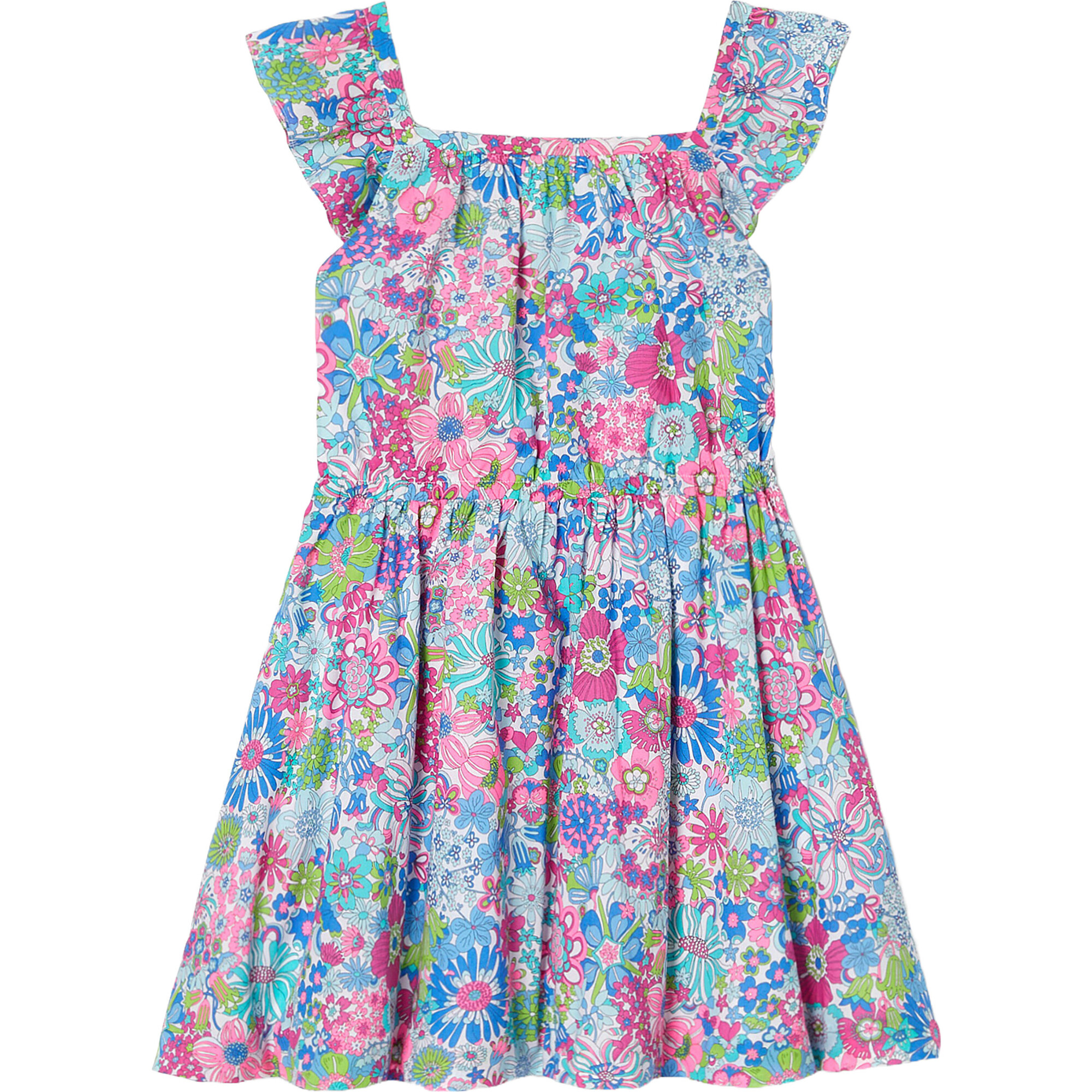 Jacadi Paris liberty online cotton fabric floral blue ruffle dress 3