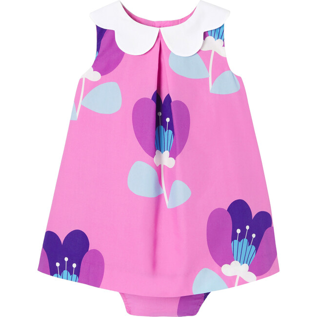 Baby Girl Trapeze Dress, Pink & Multicolours