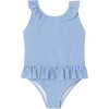 Baby Girl Striped Swimsuit, Blue & White - One Pieces - 1 - thumbnail