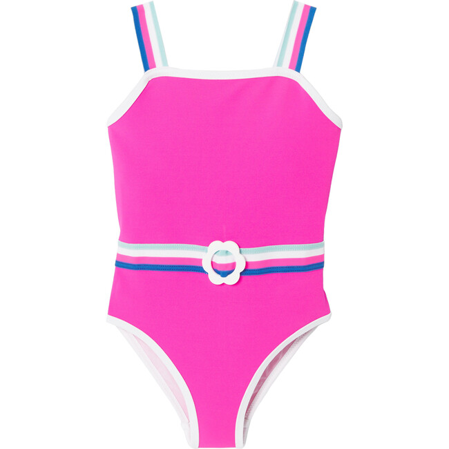Girl One-Piece Swimsuit, Pink & Multicolours