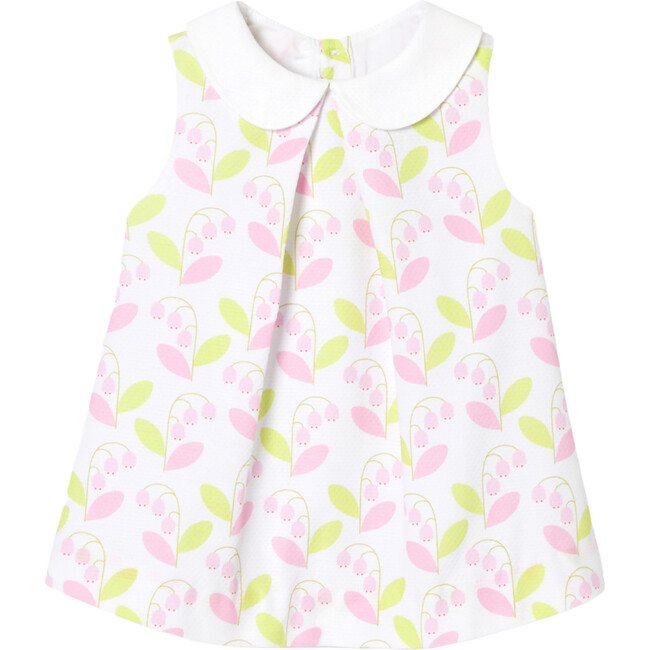 Baby Girl Pinafore Dress, White & Multicolours