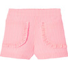 Baby Girl Seersucker Shorts, White & Coral - Shorts - 1 - thumbnail