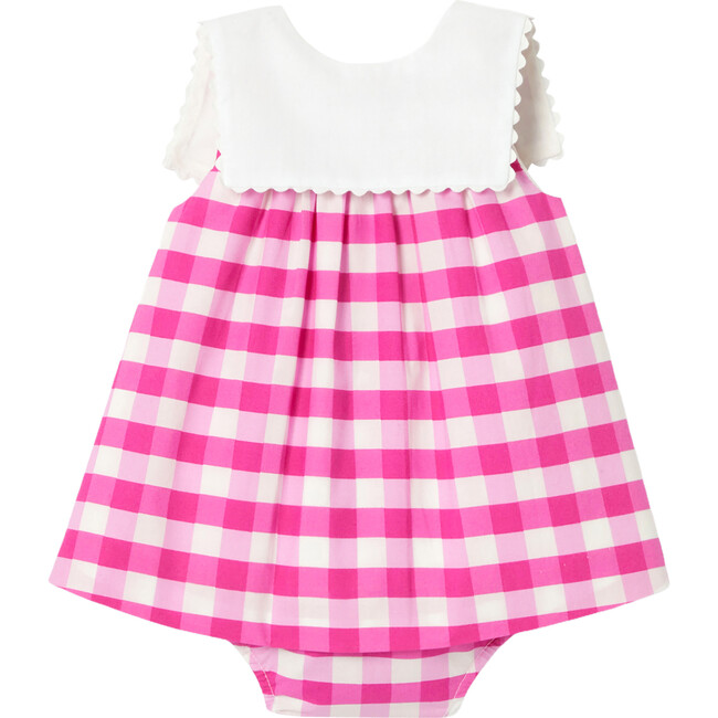 Baby Girl Gingham Dress, White & Pink