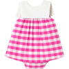 Baby Girl Gingham Dress, White & Pink - Dresses - 1 - thumbnail