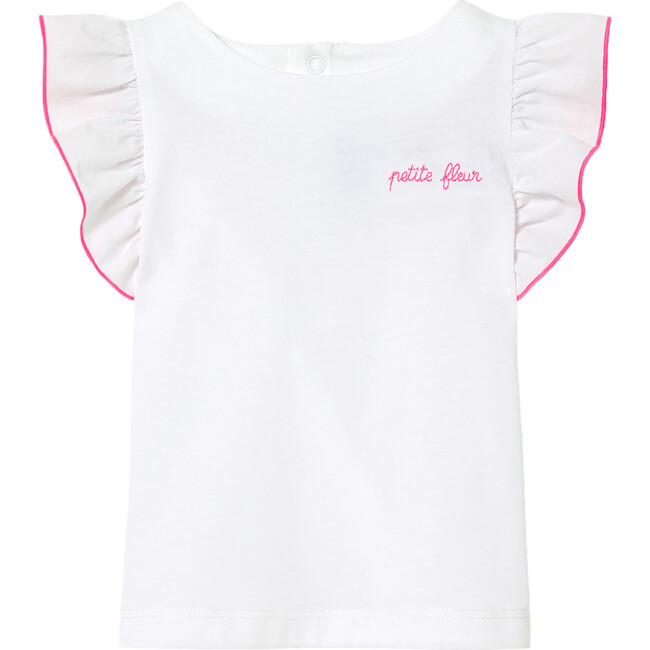 Baby Girl Embroidered Short Sleeve T-Shirt, White