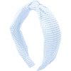 Seersucker Knot Headband, Blue - Headbands - 1 - thumbnail