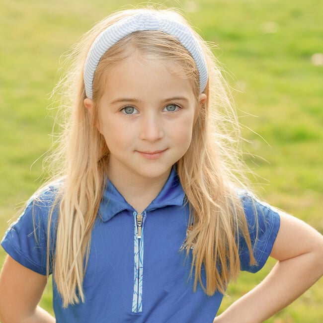 Seersucker Knot Headband, Blue - Headbands - 2