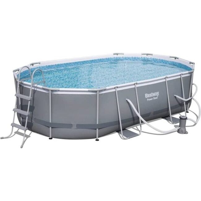 Power Steel 16' x 10' x 42" Oval Frame Swimming Pool Set