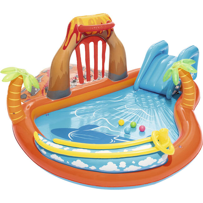 Lava Inflatable Play Center with Play Balls, Ball Ramp, Ring Toss Game, Water Blob