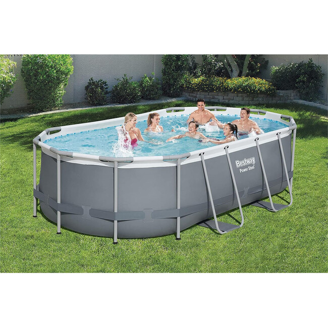 Power Steel 14' x 8.2' x 39.5" Oval Frame Above Ground Pool Set W/ Filter - Pool - 2