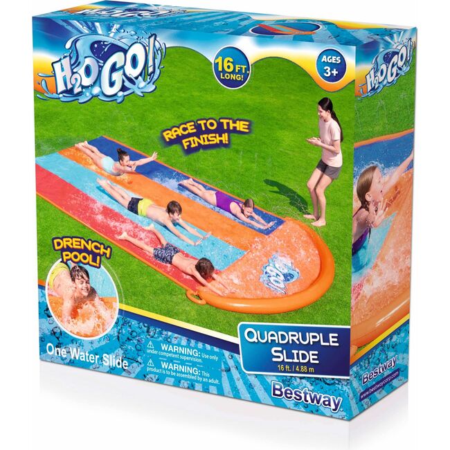 H2OGO! 16' Quadruple Inflatable Water Slide with Splash Landing - Water Toys - 4