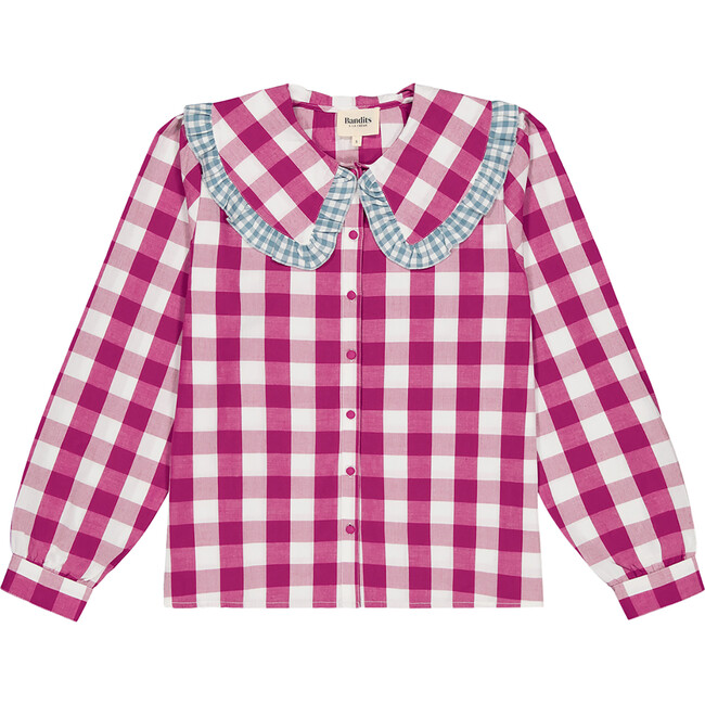 Womens Lucia Blouse, Purple Gingham