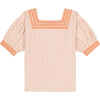 Girls Suzie Shirt, Pink Flower Jacquard - Blouses - 1 - thumbnail