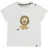 Lion Print Round Neck Short Sleeve T-Shirt, Milk - T-Shirts - 1 - thumbnail