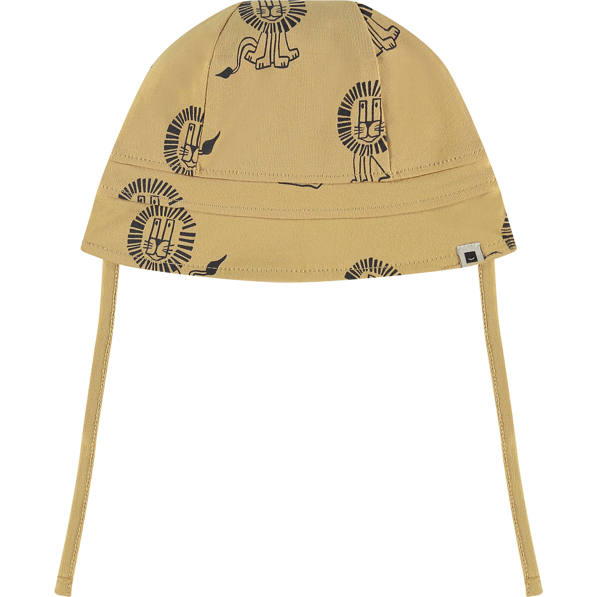 Lion Print 2-Strings Baby Hat, Mustard Ochre - Hats - 1