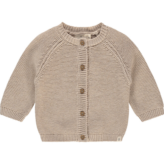 Knit Round Neck Button-Up Cardigan, Desert