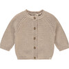 Knit Round Neck Button-Up Cardigan, Desert - Cardigans - 1 - thumbnail