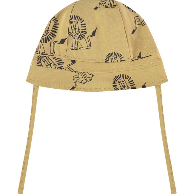 Lion Print 2-Strings Baby Hat, Mustard Ochre - Hats - 2