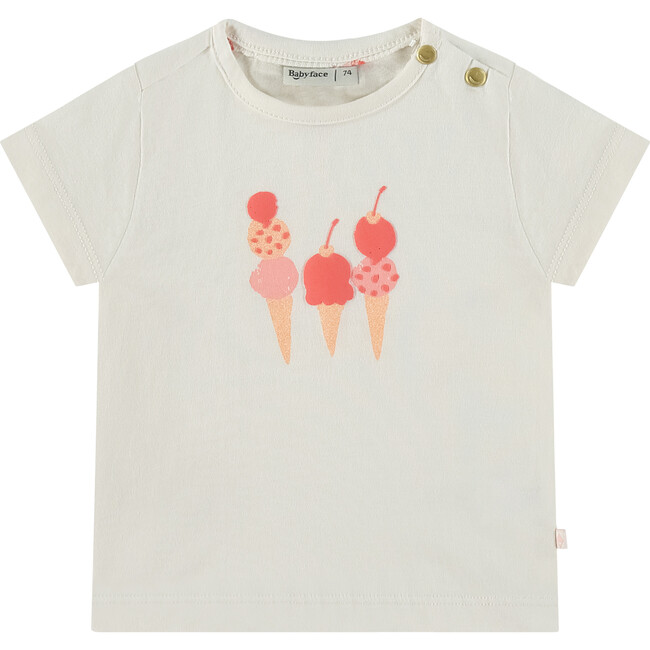 Ice Cream Print Short Sleeve T-Shirt, Ivory