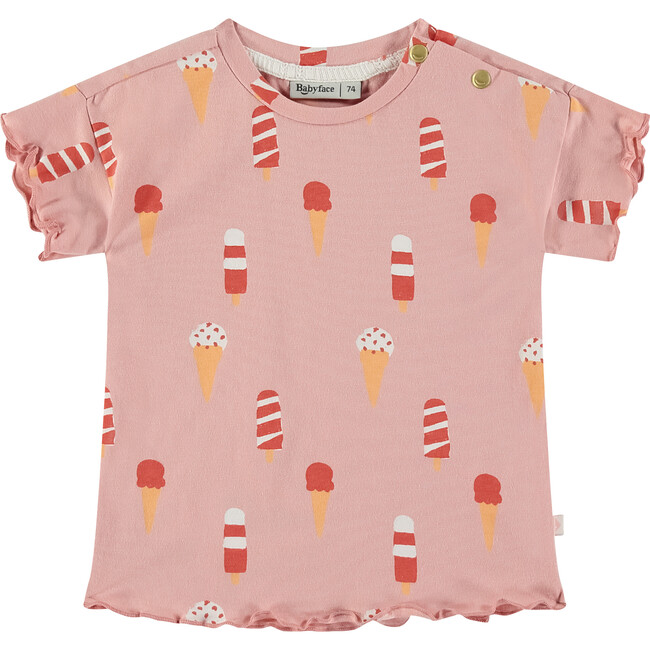 Ice Cream Cones Print Short Sleeve T-Shirt, Pink