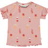 Ice Cream Cones Print Short Sleeve T-Shirt, Pink - T-Shirts - 1 - thumbnail