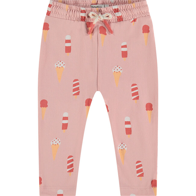 Ice Cream Cones Print Cuffed Drawstring Waist Sweatpants, Pink