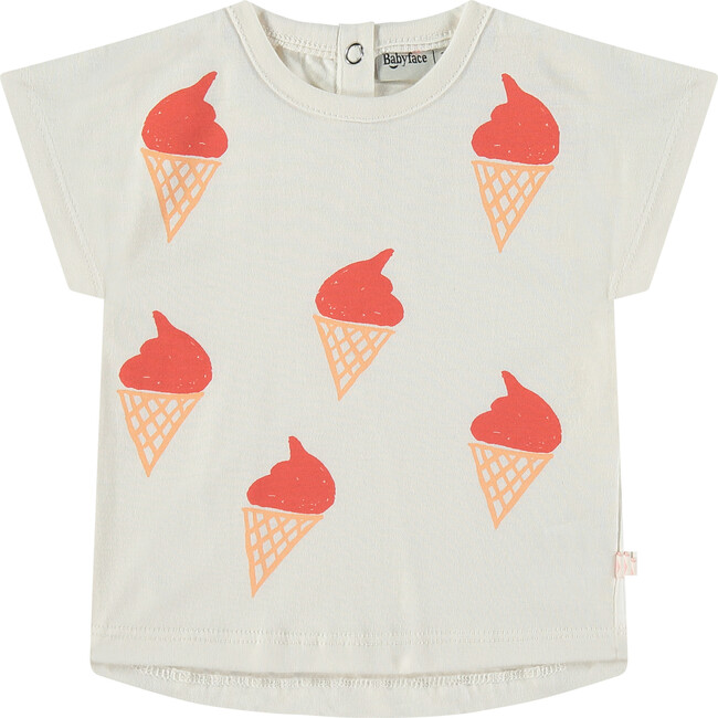 Ice Cream Cones Print Short Sleeve T-Shirt, Ivory