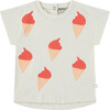 Ice Cream Cones Print Short Sleeve T-Shirt, Ivory - T-Shirts - 1 - thumbnail