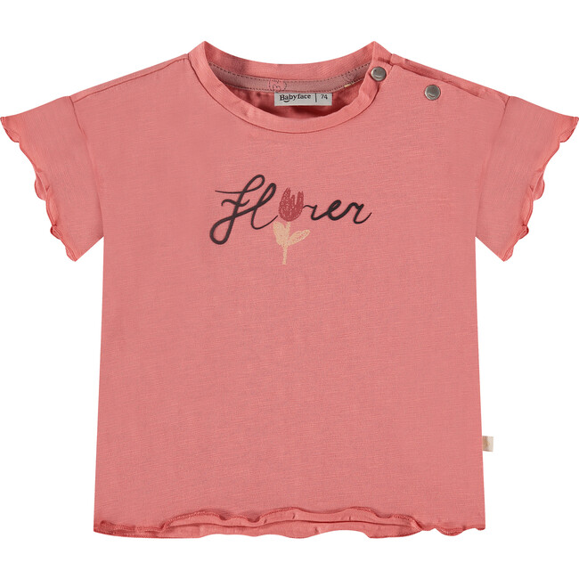 Flower Print Short Sleeve T-Shirt, Candy Pink