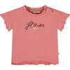 Flower Print Short Sleeve T-Shirt, Candy Pink - T-Shirts - 1 - thumbnail