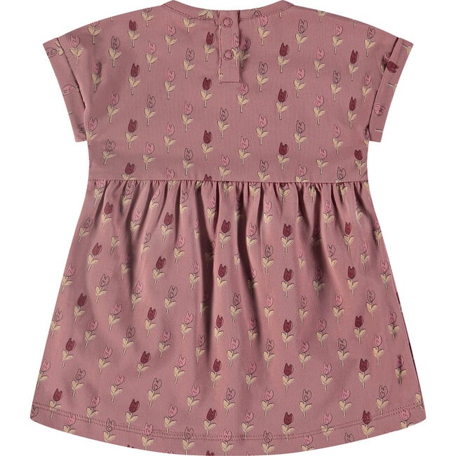 Flower Print Round Neck Short Sleeve Dress, Pink Blossom - Dresses - 2