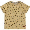 Dotted Round Neck Short Sleeve T-Shirt, Mustard Ochre & Black - T-Shirts - 1 - thumbnail