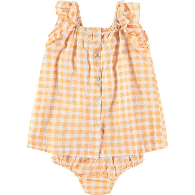 Checkered Tank Top & Bloomer 2-Piece Set, Cantaloupe Orange - Mixed Apparel Set - 2