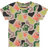 Colorful Bird Print Round Neck Short Sleeve T-Shirt, Cream & Multicolors - T-Shirts - 1 - thumbnail