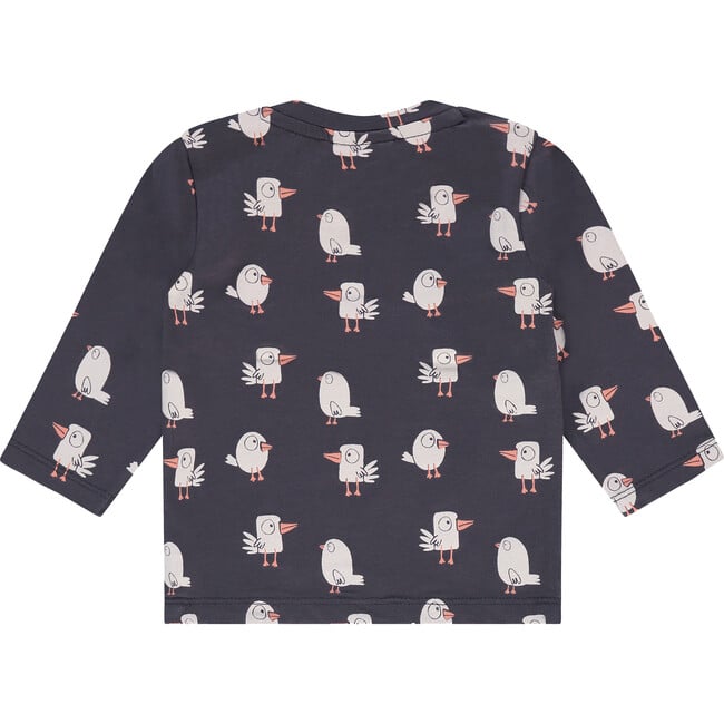 Cartoon Birds Print Long Sleeve T-Shirt, Dark Grey - T-Shirts - 2