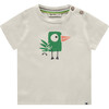 Bird Print Round Neck Short Sleeve T-Shirt, Cream - T-Shirts - 1 - thumbnail