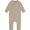 Bee Print Long Sleeve Snap Romper, Beige - Rompers - 1 - thumbnail
