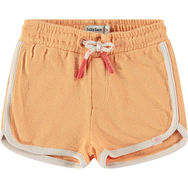 Baby Girl French Terry Drawstring Shorts, Cantaloupe Orange