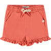 Baby Girl Ruffed Bottom Drawstring Shorts, Grapefruit Red - Shorts - 1 - thumbnail