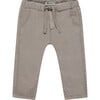 Baby Boy Straight Fit Drawstring Pants, Khaki - Pants - 1 - thumbnail