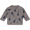 Baby Boy Guitar Print Sweatshirt, Elephant Grey - Sweatshirts - 2