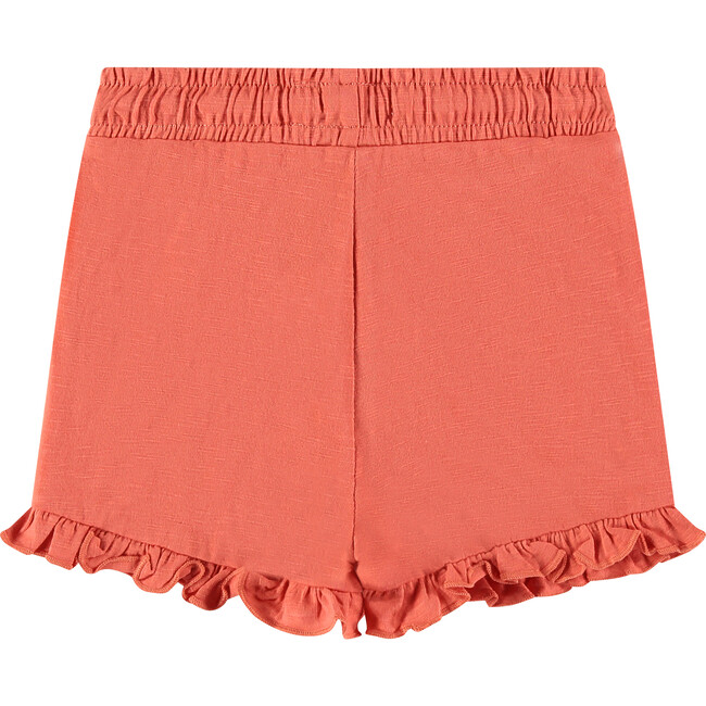 Baby Girl Ruffed Bottom Drawstring Shorts, Grapefruit Red - Shorts - 2