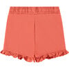 Baby Girl Ruffed Bottom Drawstring Shorts, Grapefruit Red - Shorts - 2