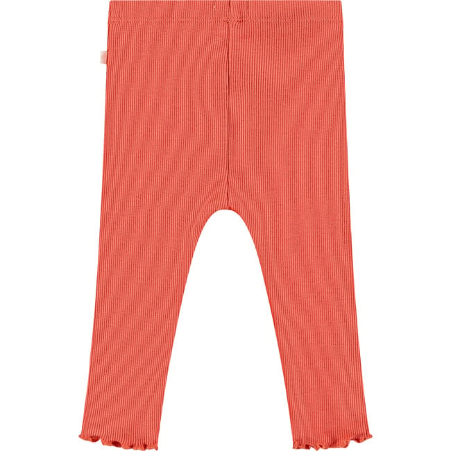 Baby Girl Ruffle Bottom Ribbed Leggings, Grapefruit Red - Leggings - 2