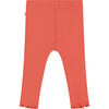 Baby Girl Ruffle Bottom Ribbed Leggings, Grapefruit Red - Leggings - 2