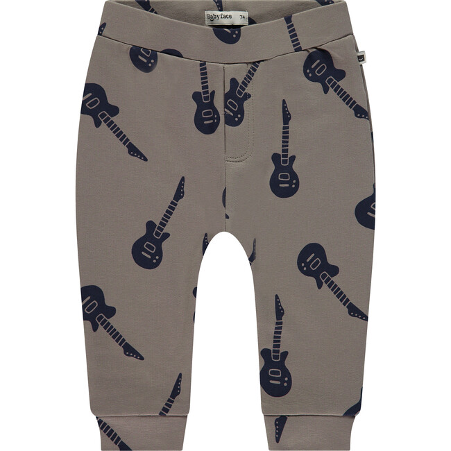 Baby Boy Guitar Print Sweatpants, Elephant Grey